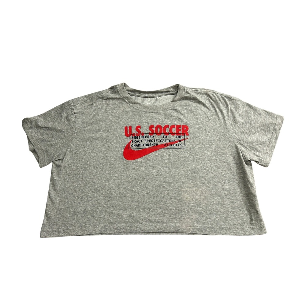Nike U.S. Soccer T-Shirt Womens XL Gray Excellent Dri-FIT Cropped Graphic Tee